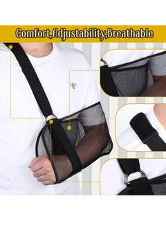 Y&D 2 Pcs Mesh Arm Shoulder Sling Adjustable Immobilizer for Shower Breathable Rotator Cuff Solution Lightweight Brace Black Supports Supporting Elbow Wrist  - Image 4