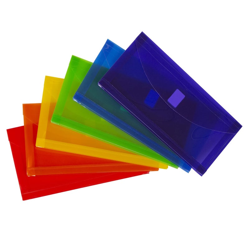 JAM PAPER Plastic Expansion Envelopes with Hook & Loop Closure - #10 Booklet Wallet - 5 1/4 x 10 with 1 Inch Expansion - Assorted Colors - 6/Pack - Image 2