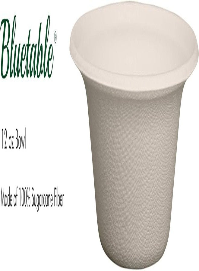 Bluetable Paper Bowls Disposable Bowls Compostable [500 Pack] Bulk 12 oz Biodegradable Bowl - Case Pack Good For Hot Soup Chili - Made from 100% Sugarcane, Eco Friendly Bagasse Bowls Natural [500 Pack/Case] - Image 3