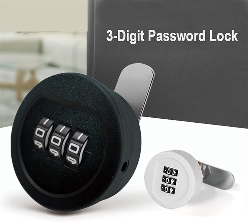 Combination Cabinet Cam Lock 3 Digit Password Keyless for Drawer Door Black - Image 4