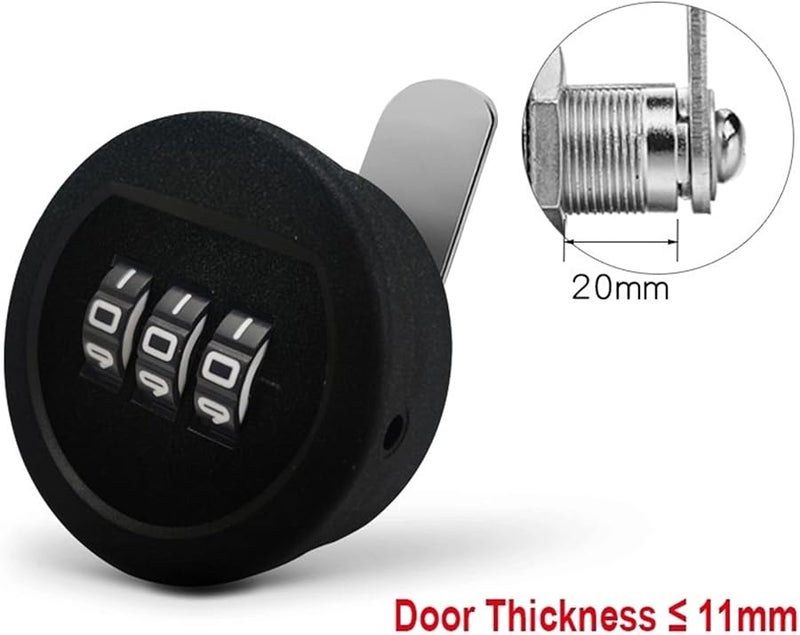 Combination Cabinet Cam Lock 3 Digit Password Keyless for Drawer Door Black - Image 3