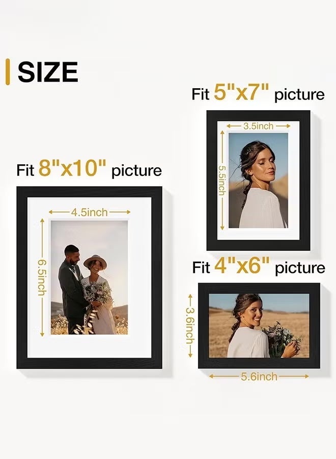 YelaJoy Photo Frame Set,10Pcs Picture Frame Collage Wall Decor, Multi frame collage,Wedding photo frame,Gallery Wall Frame Set with Cardstock for Wall,Living Room,Dedroom,Multiple Sizes,2pcs 8x10inch,4pcs 5x7inch,4pcs 4x6inch, black - Image 5
