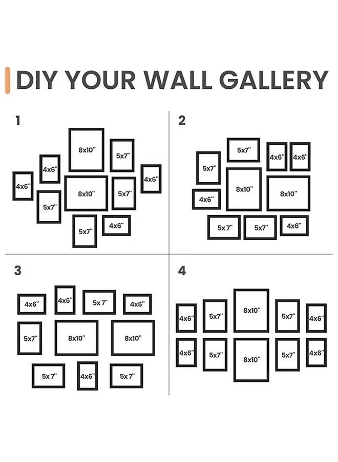 YelaJoy Photo Frame Set,10Pcs Picture Frame Collage Wall Decor, Multi frame collage,Wedding photo frame,Gallery Wall Frame Set with Cardstock for Wall,Living Room,Dedroom,Multiple Sizes,2pcs 8x10inch,4pcs 5x7inch,4pcs 4x6inch, black - Image 4