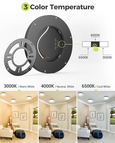 hepside 1PACK LED Flush Mount Ceiling Light, 3CCT Selectable 3000K-4000K-6500K & 100W Equivalent Modern Kitchen Ceiling Light Fixture 15W 1500Lm 7.5 Inch for Bathroom Closet Laundry Bedroom Hallway - Image 3