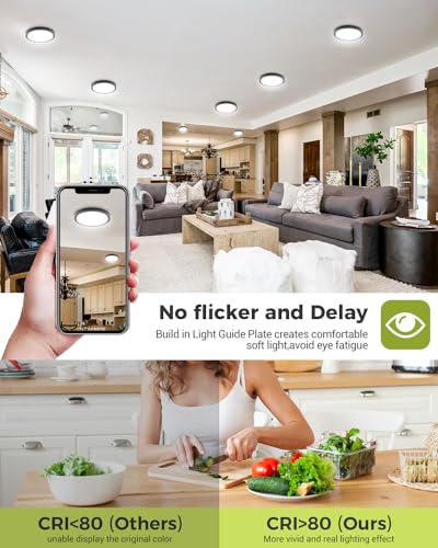 hepside 1PACK LED Flush Mount Ceiling Light, 3CCT Selectable 3000K-4000K-6500K & 100W Equivalent Modern Kitchen Ceiling Light Fixture 15W 1500Lm 7.5 Inch for Bathroom Closet Laundry Bedroom Hallway - Image 5