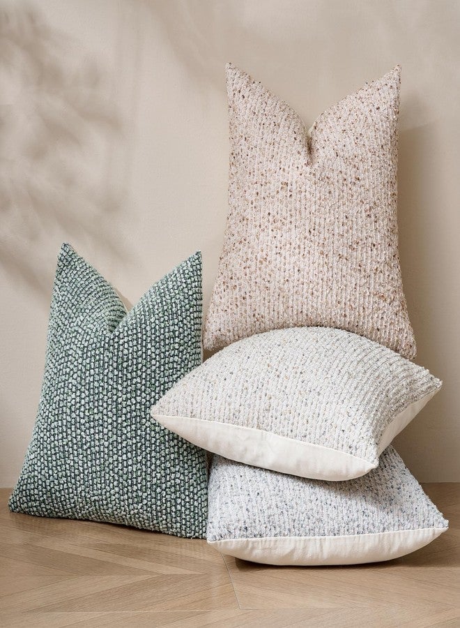 DEZENE Striped Throw Pillow Covers 20x20 Set of 2 Beige Textured Boucle Chic Morden Boho Accent Farmhouse Square Decorative Couch Pillow Covers for Home Decor Bed Sofa Living Room - Image 5