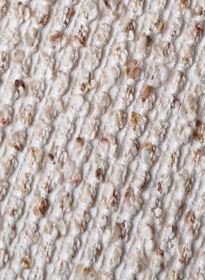 DEZENE Striped Throw Pillow Covers 20x20 Set of 2 Beige Textured Boucle Chic Morden Boho Accent Farmhouse Square Decorative Couch Pillow Covers for Home Decor Bed Sofa Living Room - Image 2