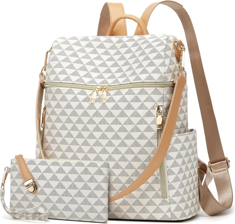 Makes Backpack Purse for Women PU Leather Travel Satchel Handbag Convertible Design Bag with Purse 2 Piece - Image 1