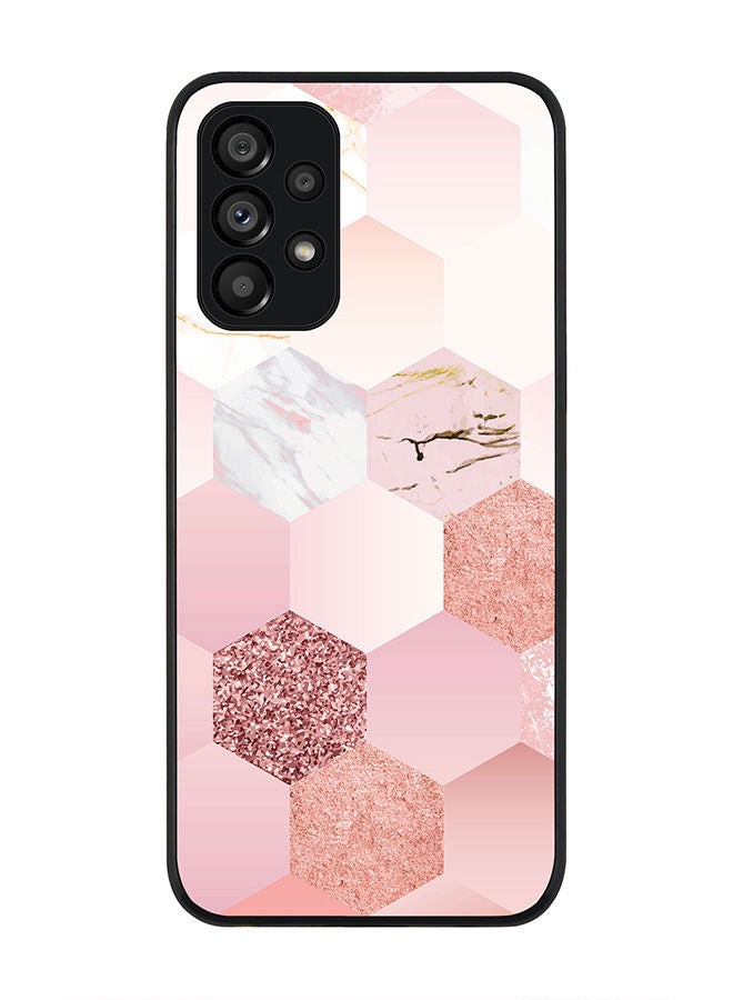 Stylizedd Rugged Black edge case for Samsung Galaxy A23 (LTE/4G) Slim fit Soft Case Flexible Rubber Edges Anti Drop TPU Gel Thin Cover - Marble Pink Honeycomb - Image 1
