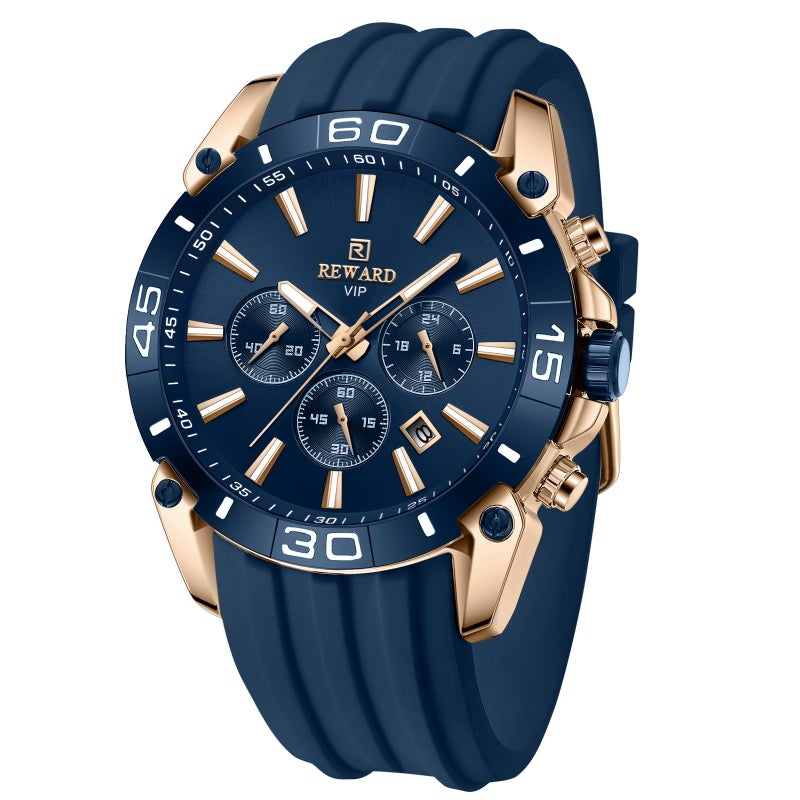 Reward Silicone Band Sports Watch New Men'S Quartz Multifunctional Three-Eye Six-Pin Chronograph 831105 - Image 2