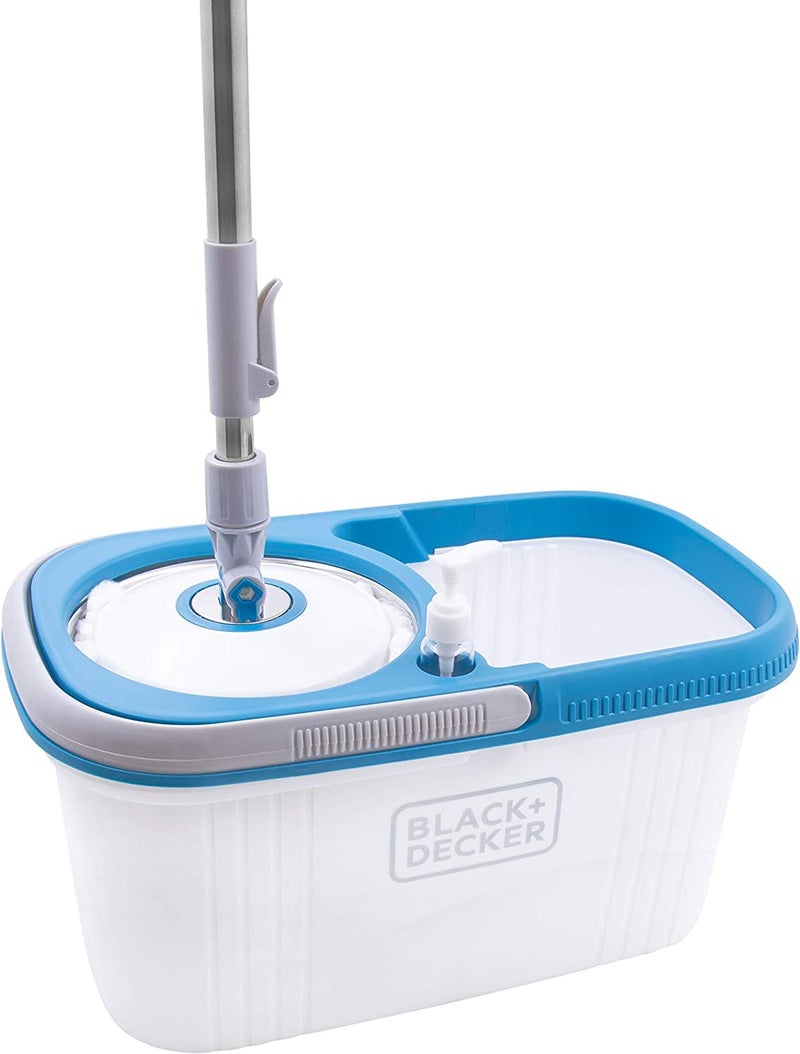 BLACK+DECKER BLACKDECKER BXBK0001GBIN 360 Rotating Spin Mop Bucket with Stainless Steel Drum with Microfibre Replaceable Mop Head and Telescopic Handle - Image 2
