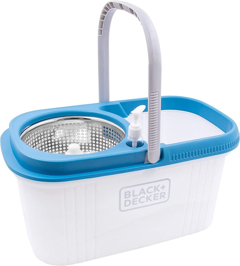BLACK+DECKER BLACKDECKER BXBK0001GBIN 360 Rotating Spin Mop Bucket with Stainless Steel Drum with Microfibre Replaceable Mop Head and Telescopic Handle - Image 3