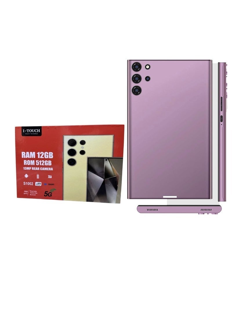 I-TOUCH ITouch Smart Tablet S1002 10.1-Inch Android 13 Tab | 12GB RAM 512GB ROM | Dual SIM 5G LTE + Wi-Fi | MAL400 GPU | With PU Protective Cover | Fast, Stylish Tablet for Study, Gaming & Work – Purple - Image 1