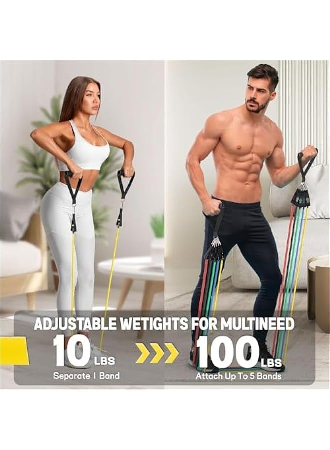 TRASSLE 13 Pack Resistance Bands Set Workout Bands with 2 Elastic Bands, Door Anchor Handles, Ankle Straps, Training Manual, Carrying Bag, Exercise Bands for Home Workouts, Fitness Training, Yoga - Image 4