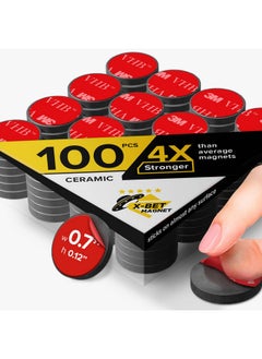 X-bet MAGNET Adhesive Magnets For Crafts - 100 Pieces - Round Magnets - Ceramic Strong Sticky Adhesive Backing - Small Round Circle Magnets Ideal For Projects, Kitchen - 0.7 X 0.12  - Image 1