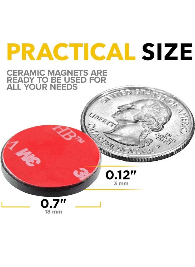 X-bet MAGNET Adhesive Magnets For Crafts - 100 Pieces - Round Magnets - Ceramic Strong Sticky Adhesive Backing - Small Round Circle Magnets Ideal For Projects, Kitchen - 0.7 X 0.12  - Image 2