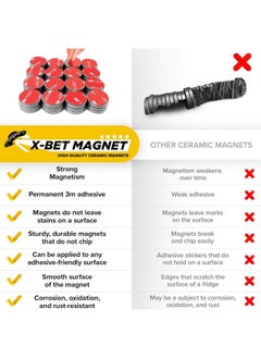 X-bet MAGNET Adhesive Magnets For Crafts - 100 Pieces - Round Magnets - Ceramic Strong Sticky Adhesive Backing - Small Round Circle Magnets Ideal For Projects, Kitchen - 0.7 X 0.12  - Image 5
