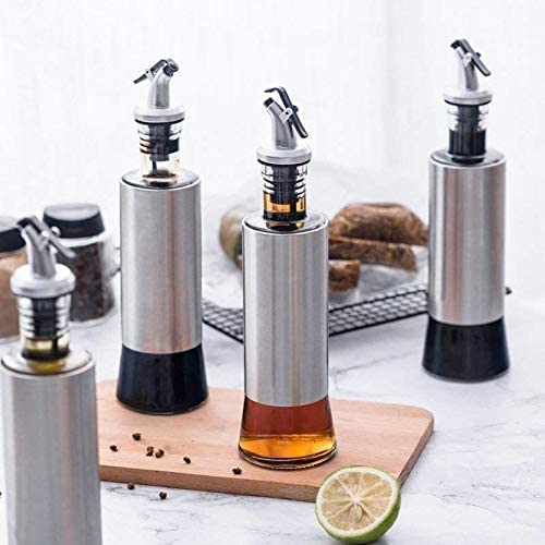 CALISTStainless Steel Cover Glass Oil Dispenser BottleOil Vinegar BottleLeakProof Seasoning Oil BottleOil Container Oil Vinegar Cruet Soy Sauce Dispenser Pack of 1 - Image 2