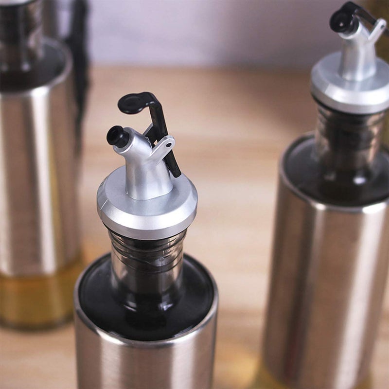 CALISTStainless Steel Cover Glass Oil Dispenser BottleOil Vinegar BottleLeakProof Seasoning Oil BottleOil Container Oil Vinegar Cruet Soy Sauce Dispenser Pack of 1 - Image 3