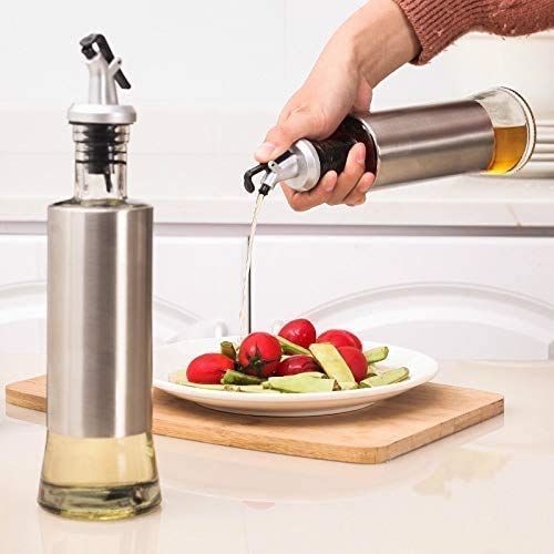 CALISTStainless Steel Cover Glass Oil Dispenser BottleOil Vinegar BottleLeakProof Seasoning Oil BottleOil Container Oil Vinegar Cruet Soy Sauce Dispenser Pack of 1 - Image 1