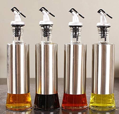 CALISTStainless Steel Cover Glass Oil Dispenser BottleOil Vinegar BottleLeakProof Seasoning Oil BottleOil Container Oil Vinegar Cruet Soy Sauce Dispenser Pack of 1 - Image 5