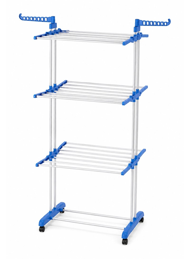 Stainless Steel Cloth Drying Rack, 4-Tier Foldable Rolling Laundry Rack , Adjustable Garment Dryer Stand for Indoor, Outdoor, Balcony & Bathroom - Image 1