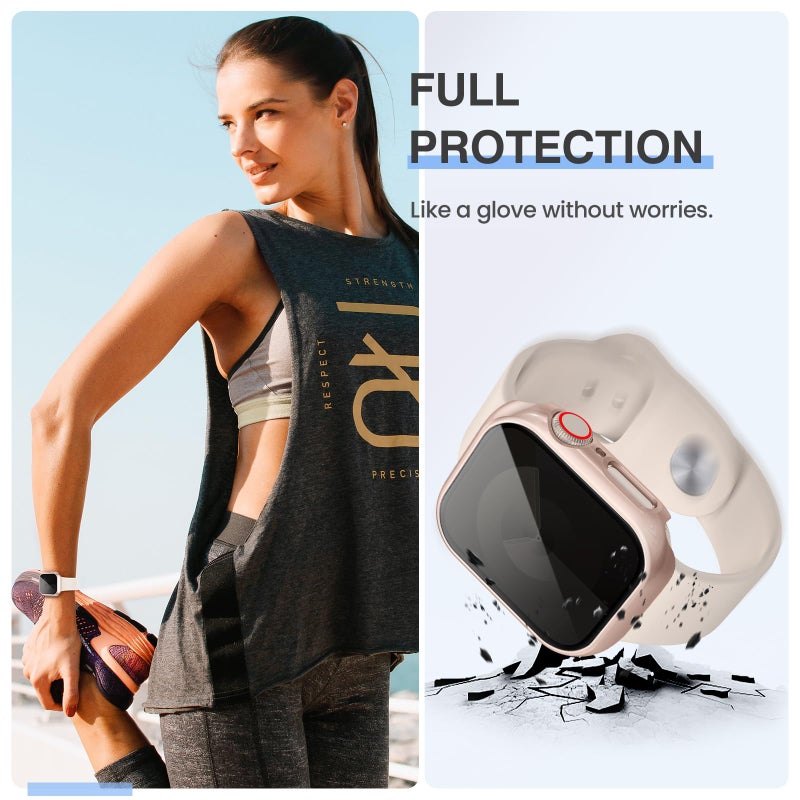 Tensea [3PCS for Apple Watch Screen Protector Case 41mm Series 9/8/7 Accessories, iWatch Protective Face Cover for Women Men, Tempered Glass Film Hard Bumper for iPhone Watch 41 mm - Image 4