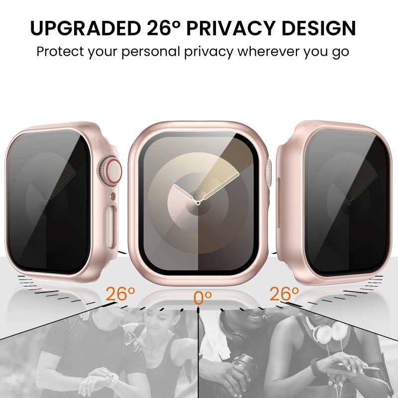 Tensea [3PCS for Apple Watch Screen Protector Case 41mm Series 9/8/7 Accessories, iWatch Protective Face Cover for Women Men, Tempered Glass Film Hard Bumper for iPhone Watch 41 mm - Image 3