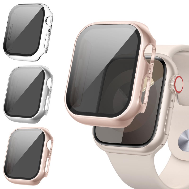Tensea [3PCS for Apple Watch Screen Protector Case 41mm Series 9/8/7 Accessories, iWatch Protective Face Cover for Women Men, Tempered Glass Film Hard Bumper for iPhone Watch 41 mm - Image 1