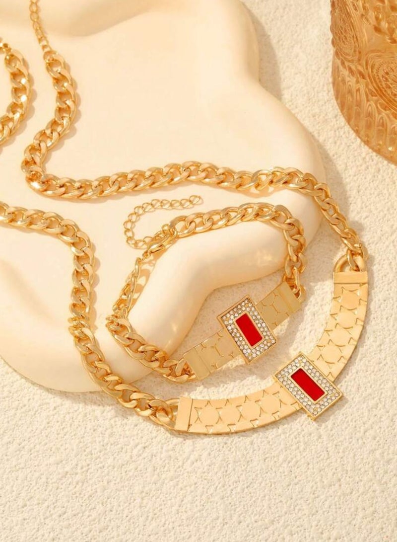 إيكوال طقم اكسسوارات نسائي أنيق مطلي باللون الذهبي - Image 2