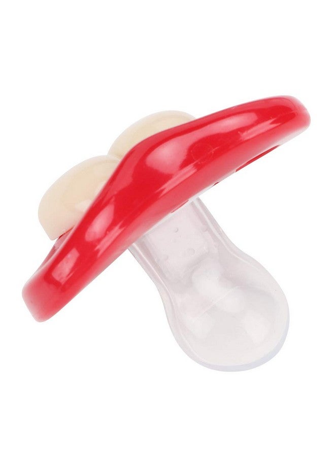Hztyyier Mouth Pacifier Funny Soft Gel Laughing Red Lip Pacifiers for Babies Kids Child Soother Accessories(Two Teeth) - Image 1
