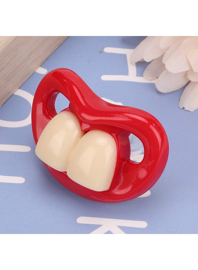 Hztyyier Mouth Pacifier Funny Soft Gel Laughing Red Lip Pacifiers for Babies Kids Child Soother Accessories(Two Teeth) - Image 4