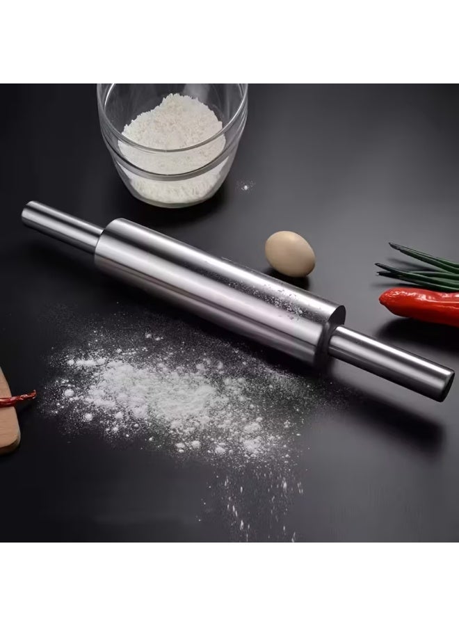 AMM Stainless Steel Rolling Pin with Anti-Slip Handle – Professional Dough Roller for Baking | Manual Noodle Press | Ideal for Pizza, Cookies, Pastries, Pasta | Easy to Clean Baking Tool - Image 5
