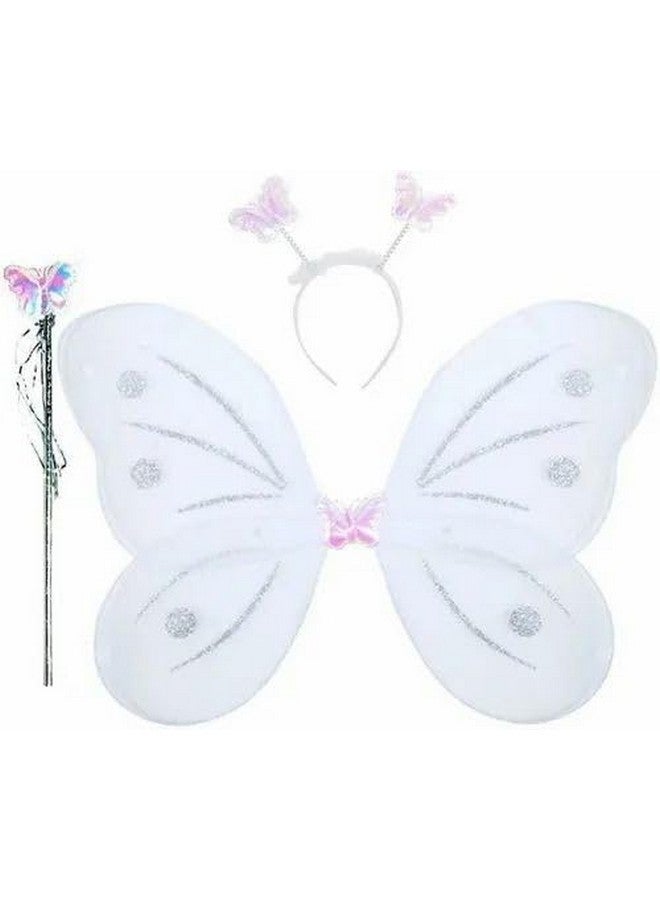Royals Fur Fairy Wings (White) | Costume For Baby Girls Birthday Party | Party Gift For Kids | Fairy Wing Costume | Fairy Angel - Image 1