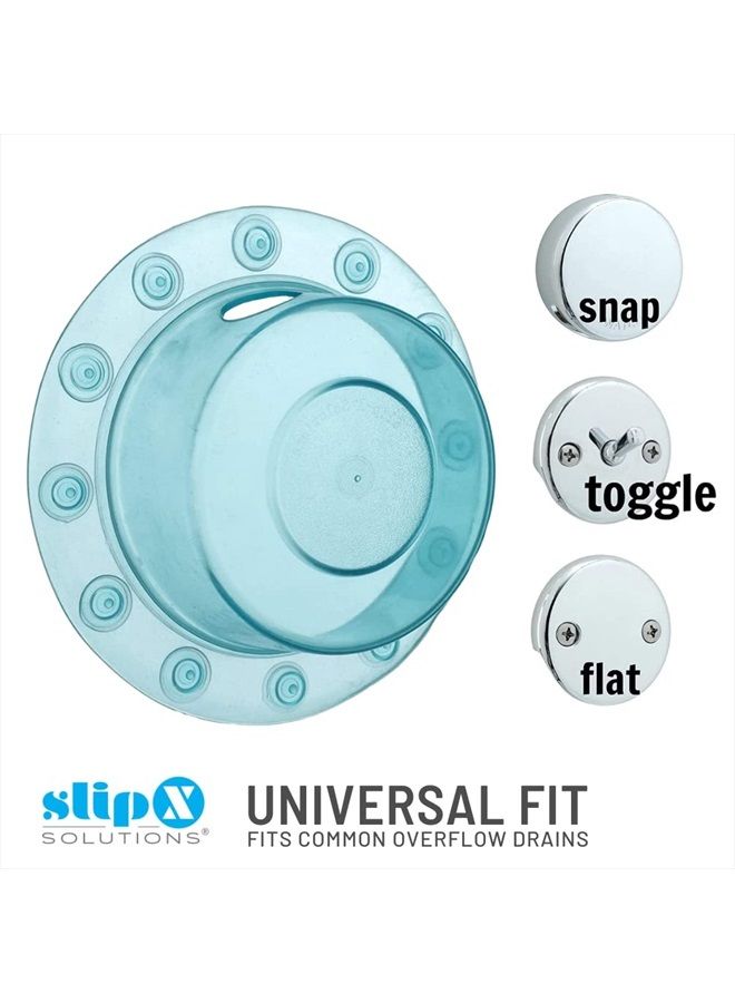SlipX Solutions Bottomless Bath | Overflow Drain Cover for Tub | Best Gifts for Mom, Spa & Bath Accessories | Drain Block, Water Stopper Plug | Bath Essentials for Women | 4" Diameter, Aqua - Image 5