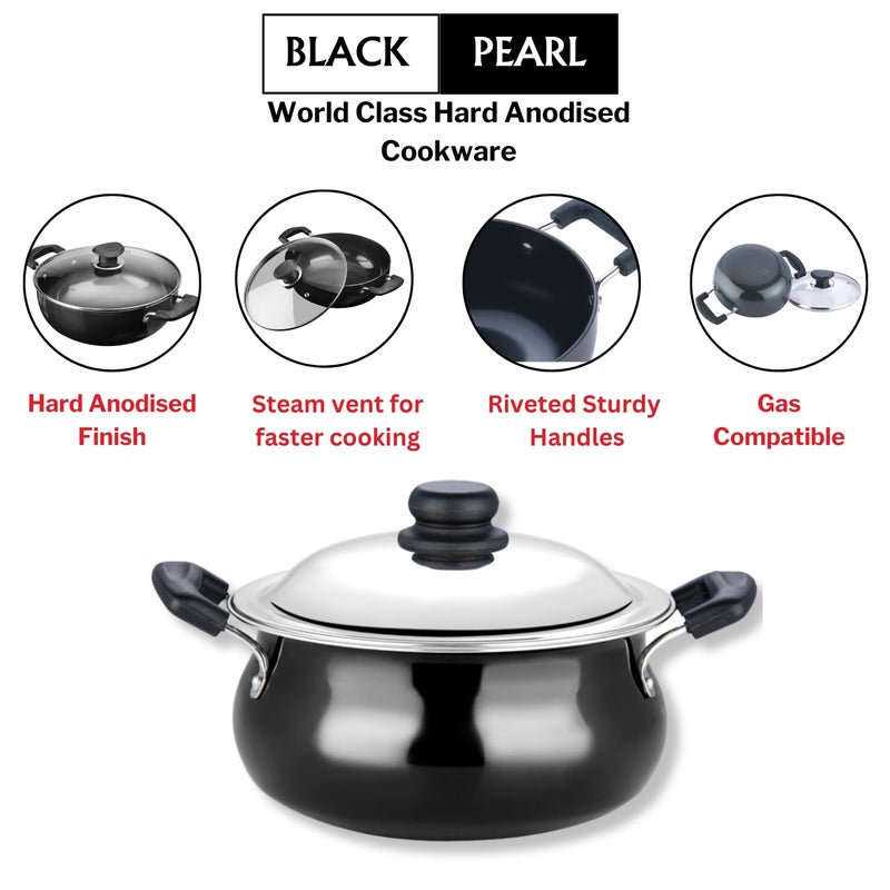 VINOD Vinod Black Pearl Hard Anodised Non Stick Handi with Lid - 2 Litre, Mini | 3.25mm | Biryani Pot | Metal Spoon Friendly | Gas Stove Compatible | 2 Year Warranty | Toxin Free - Black  - Image 4