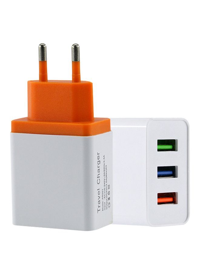NIBEMINENT 3-Port Charging Travel Adapter White/Orange - Image 1