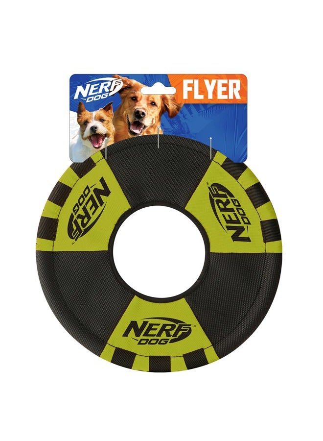 NERF DOG Trackshot Toss and Tug Ring Dog Toy, Lightweight, Durable and Water Resistant, 9 Inches, For Medium/Large Breeds, Single Unit, Green/Black - Image 1