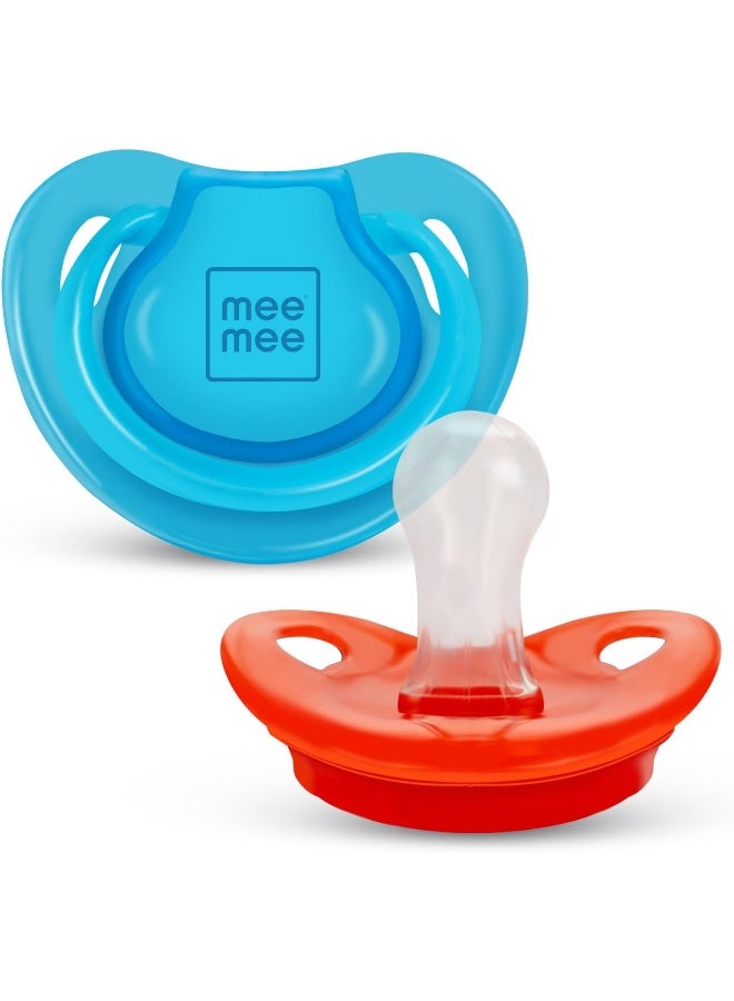 Mee Mee Soft Nipple Baby Pacifier, Red/Blue - Image 1