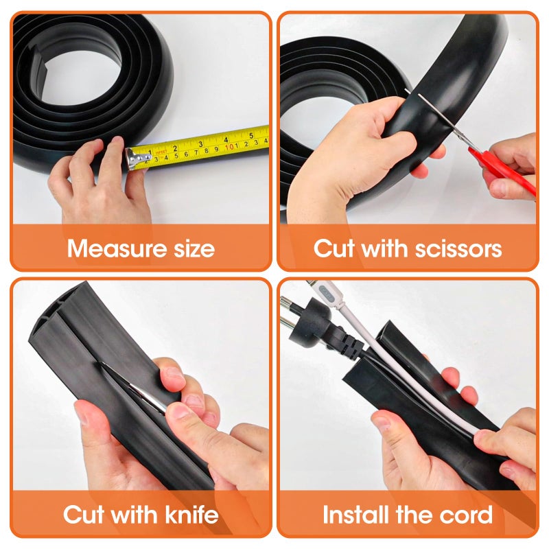 YesBes 10 FT Floor Cord Cover, Cord Covers for Wires on Floor, Cord Protector, Floor Cable Cover, Hide Extension Cord Covers for Floor, Cable Cavity: 0.47" (W) x 0.29" (H), Black - Image 5