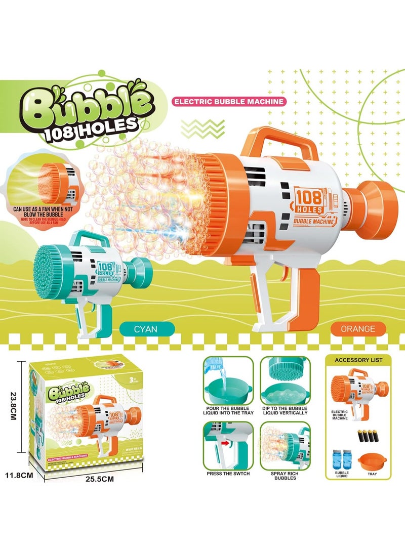 VIO 108 Hole Bubble Machine Gun Blower with Colorful Lights Fun Bubble Maker Toy for Kids Perfect for Birthday Parties Celebrations Outdoor Summer Fun Great Gift for Toddlers Girls Boys Bubble Blaster Toy - Image 3