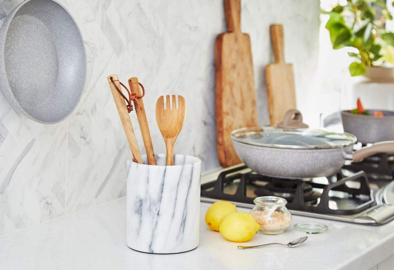 JEmarble Utensil Holder 5.5x6.5 inch(White) Crock Kitchen tools for Cooking Countertop Non-slip large capacity wine cooler - Image 4