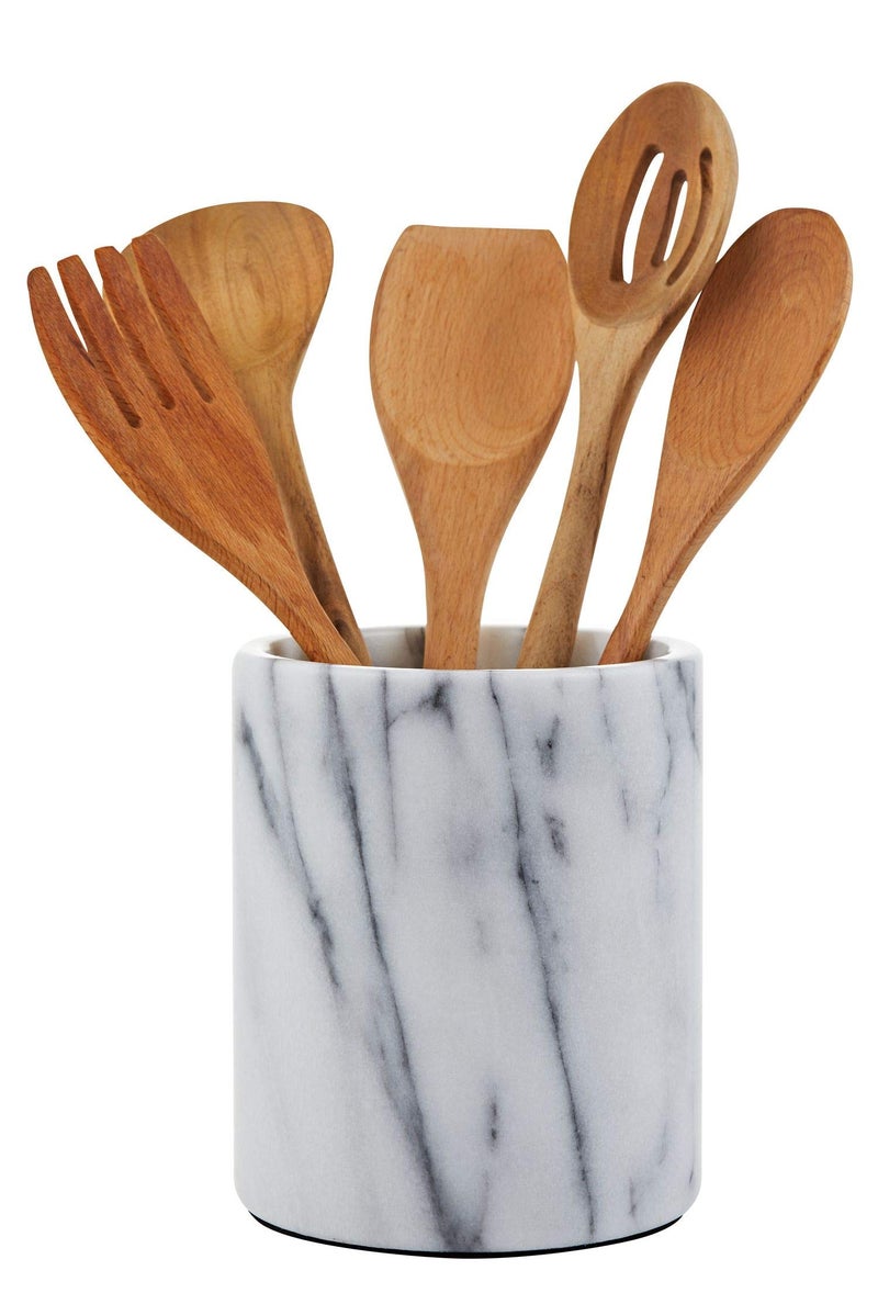 JEmarble Utensil Holder 5.5x6.5 inch(White) Crock Kitchen tools for Cooking Countertop Non-slip large capacity wine cooler - Image 1