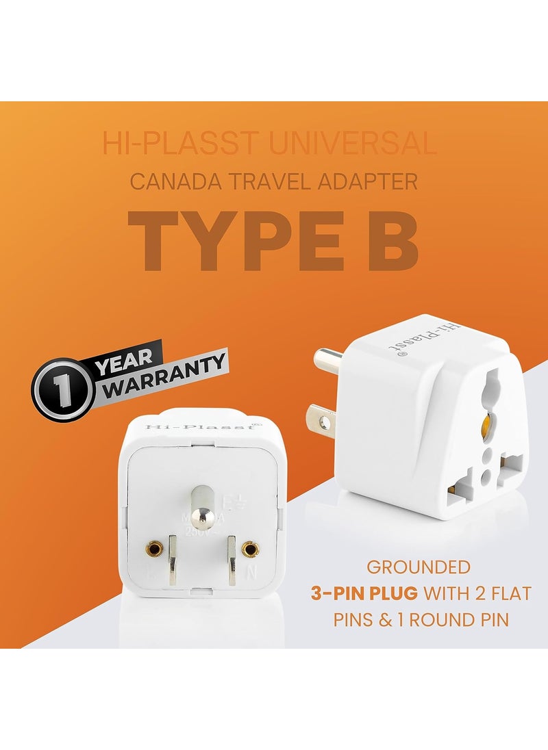 HI PLASST PINS N PLUGS HiPlasst Pack of 5 US Travel Adapter Converter 3 Pin Type B Plug with Universal Socket India to USA Converter for United States Canada Mexico Japan Taiwan Philippines  - Image 4