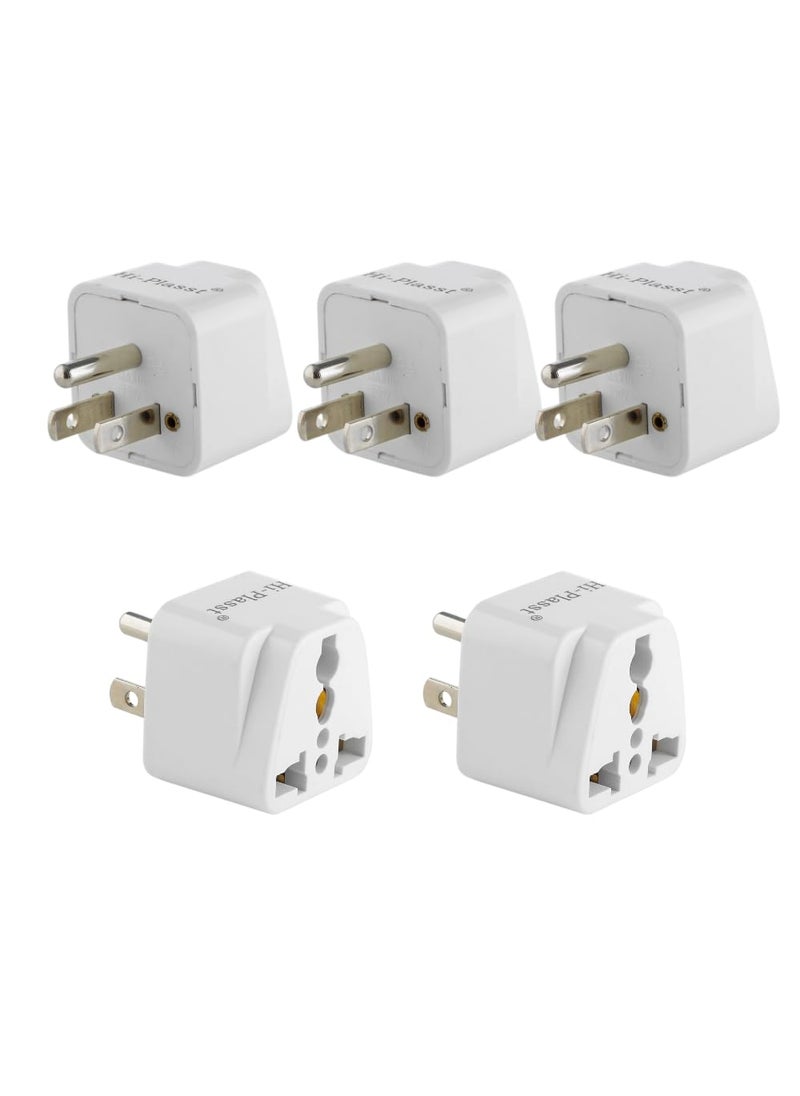 HI PLASST PINS N PLUGS HiPlasst Pack of 5 US Travel Adapter Converter 3 Pin Type B Plug with Universal Socket India to USA Converter for United States Canada Mexico Japan Taiwan Philippines  - Image 1