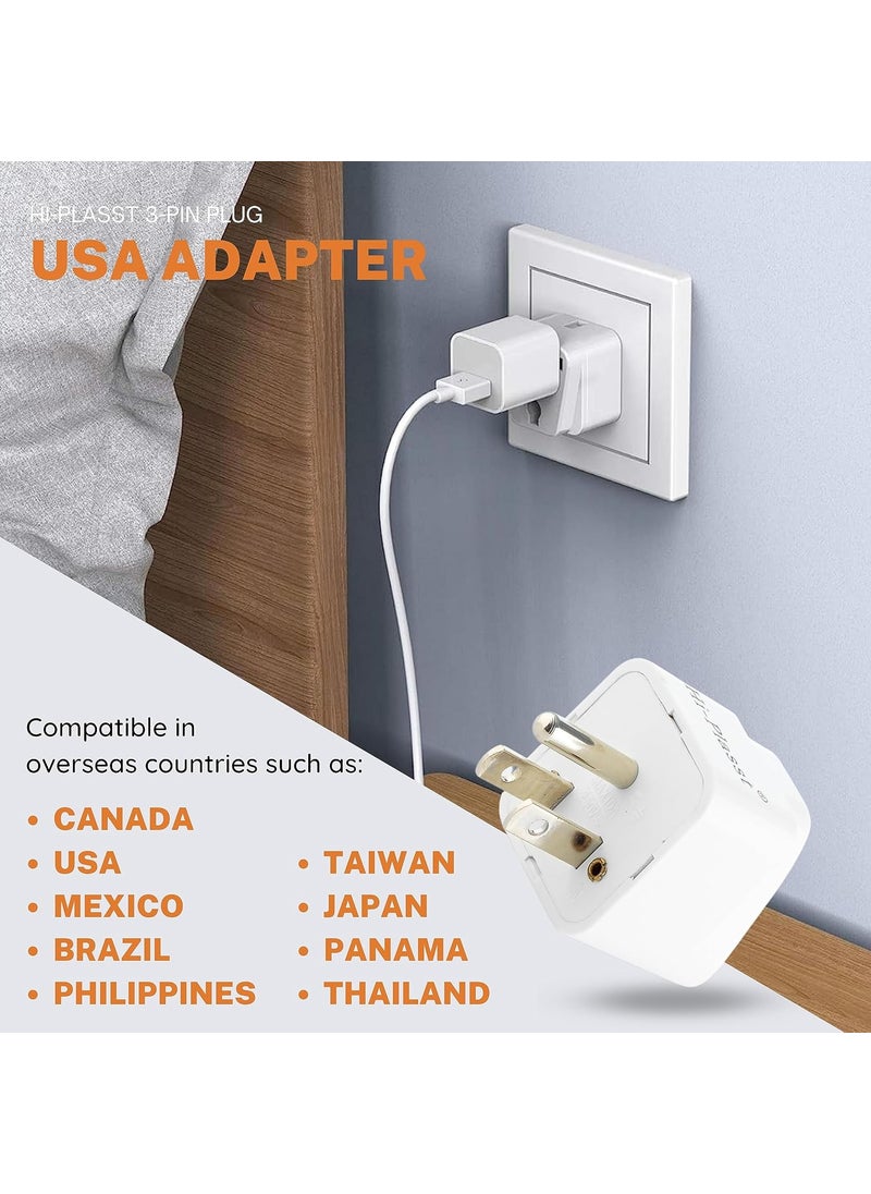 HI PLASST PINS N PLUGS HiPlasst Pack of 5 US Travel Adapter Converter 3 Pin Type B Plug with Universal Socket India to USA Converter for United States Canada Mexico Japan Taiwan Philippines  - Image 3