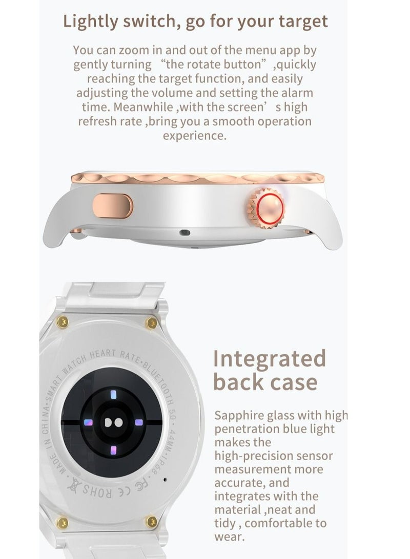 GULFLINK Smart Watch for Android and iOS Phones Compatible with Apple iPhone and Samsung White/Gold - Image 4