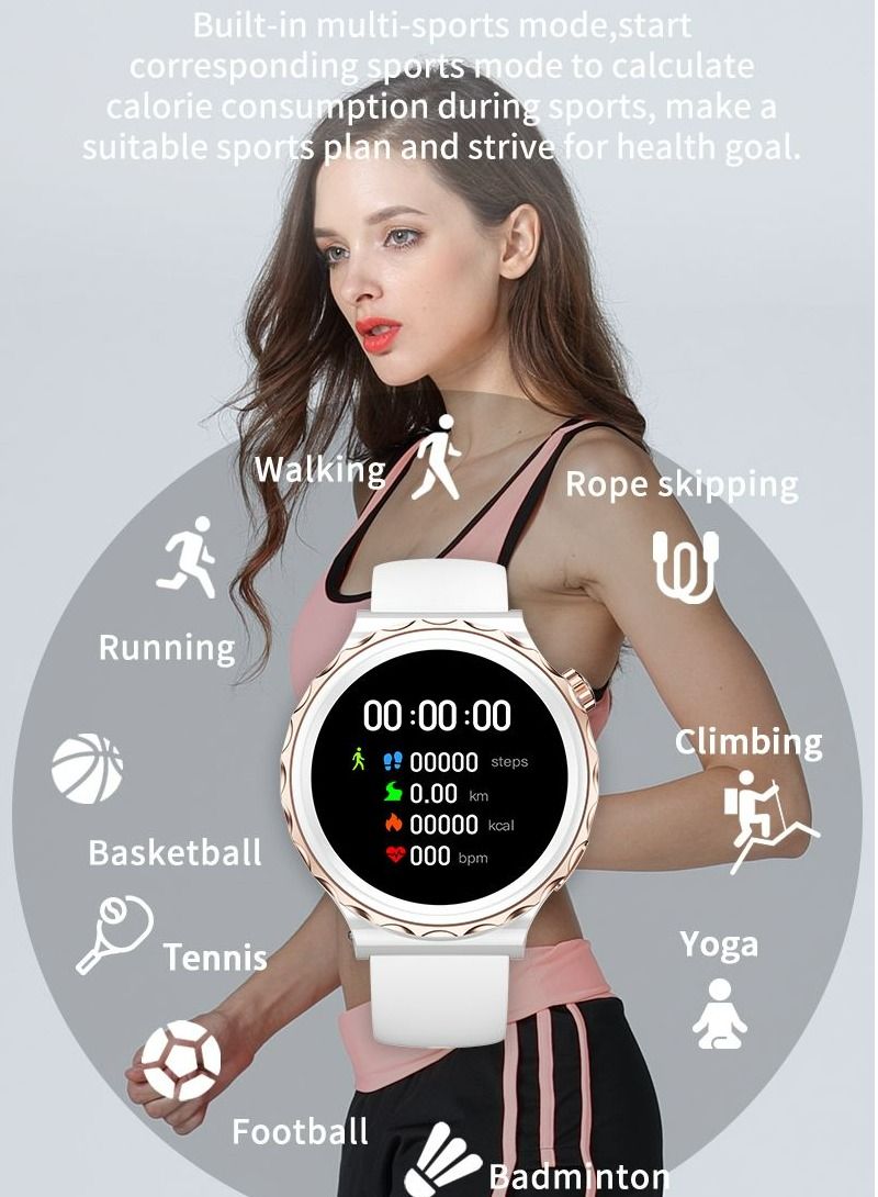 GULFLINK Smart Watch for Android and iOS Phones Compatible with Apple iPhone and Samsung White/Gold - Image 3