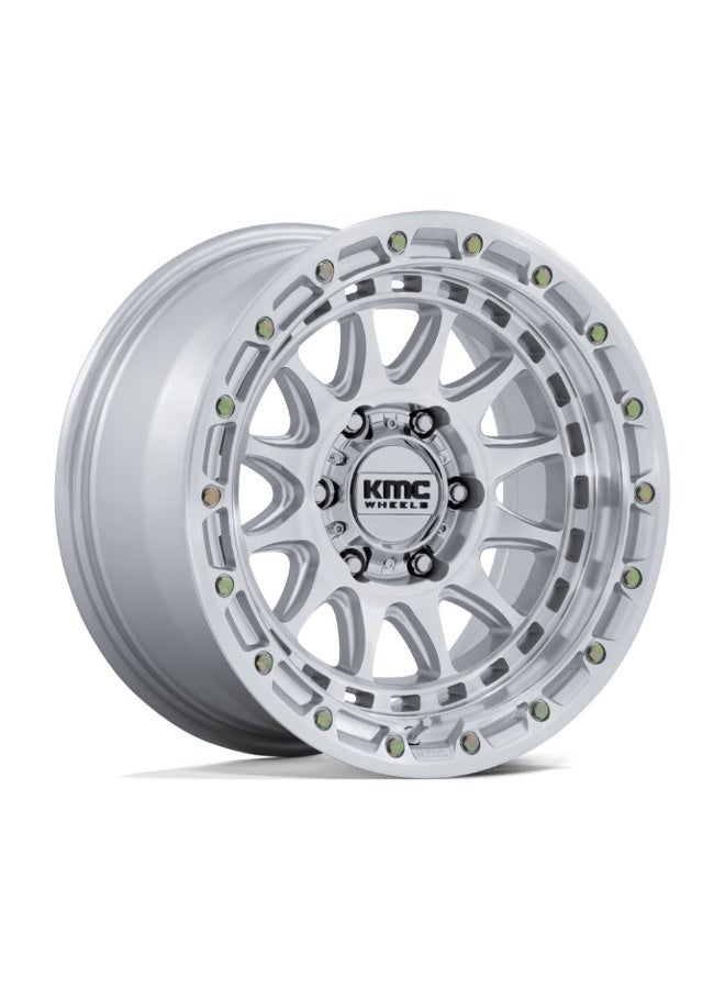 KMC KM556 CRUX 17X8.5 6X135 ET25 CB87.1 GLOSS SILVER / MACH FACE - Image 1