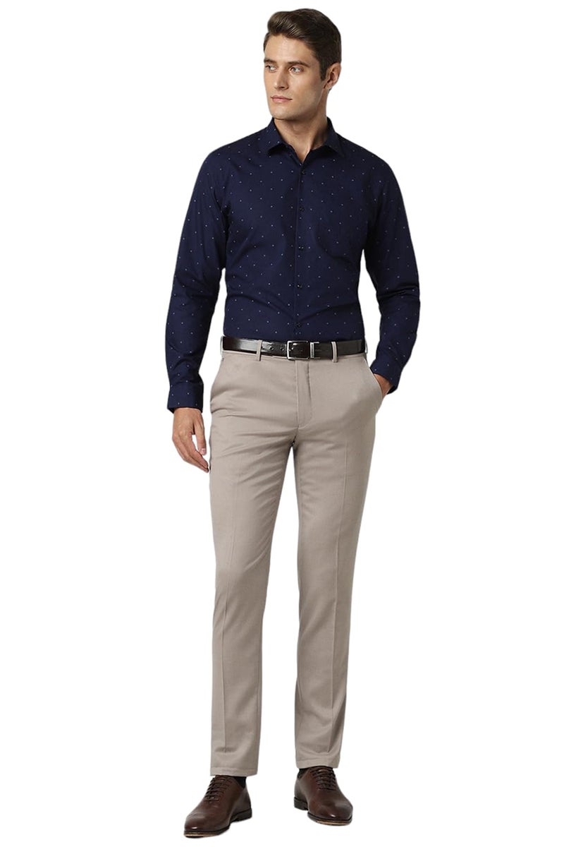 Peter England Men's Cotton Slim Fit Small Ditsy Printed Full Sleeve Shirt Navy - Image 4
